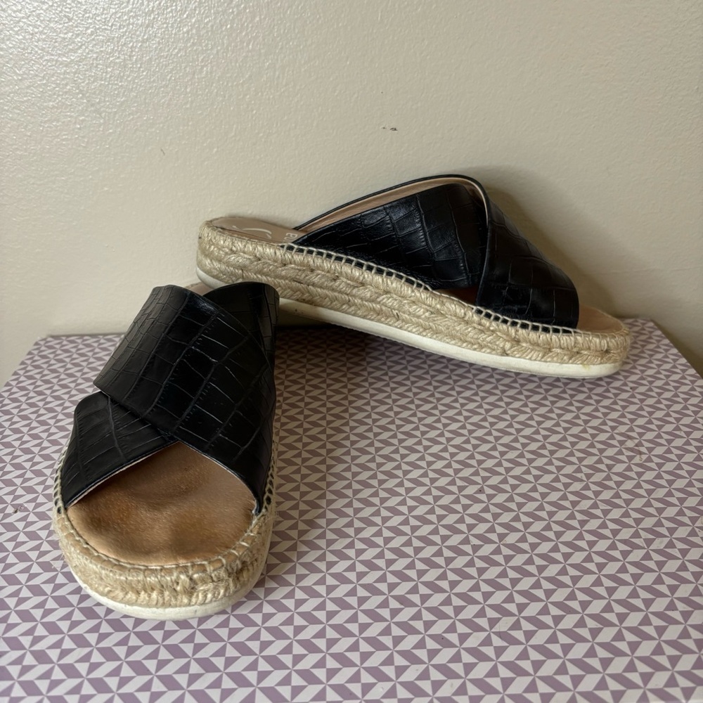 Kanna Women's platform sandals black leather slip on size 41 - Picture 7 of 8